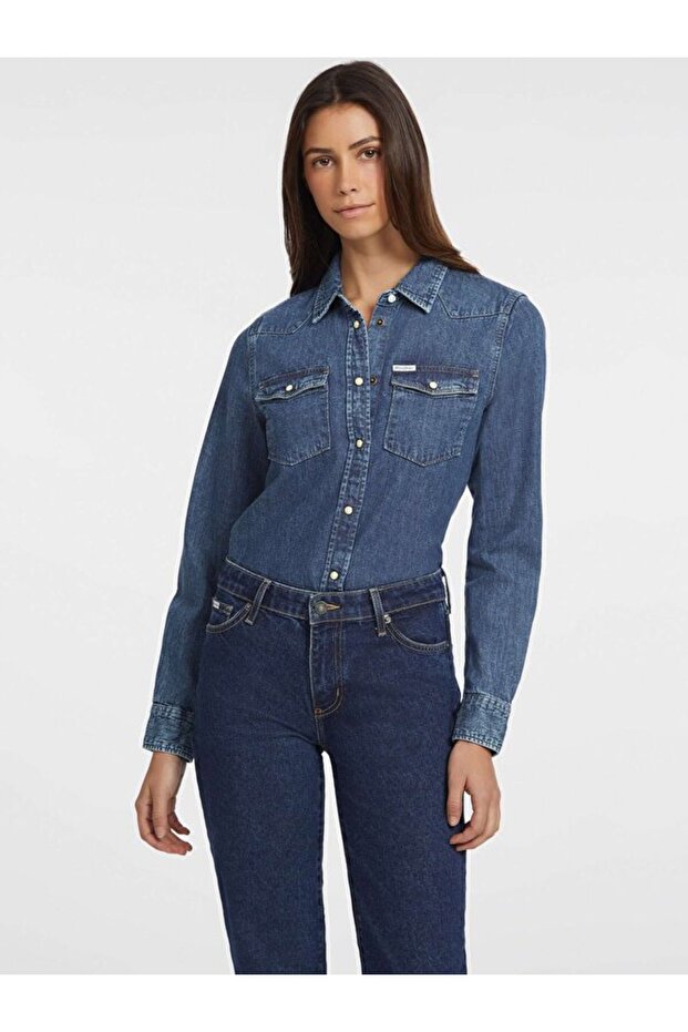 Jeans Kadın Denim Gömlek - 1