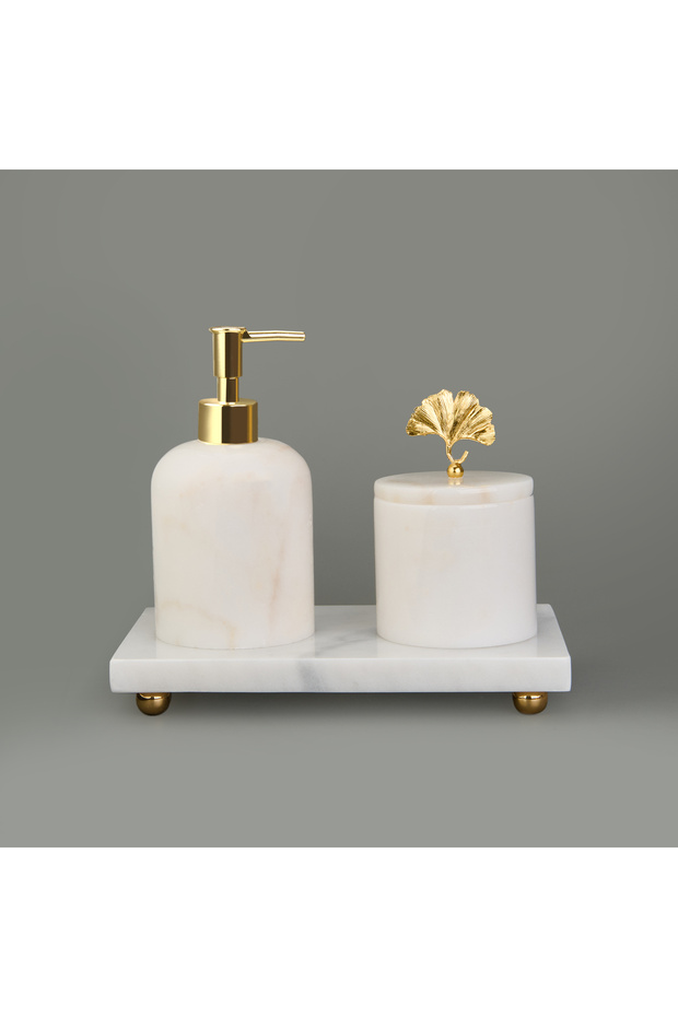 Bath 3'lü Mermer Banyo Seti - Beyaz - 1