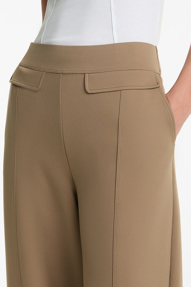 Neopren görünümlü bootcut uzun pantolon - 5