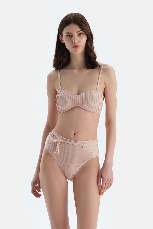 Ekru Yüksek Bel Bikini Alt - 4