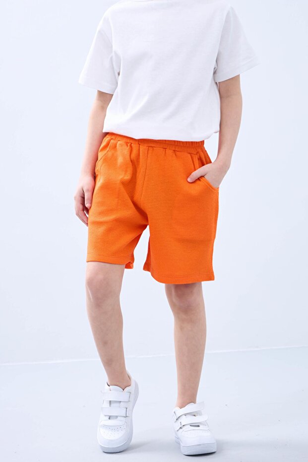 Basic Erkek Çocuk İkili Bermuda Şort Siyah Turuncu - 6