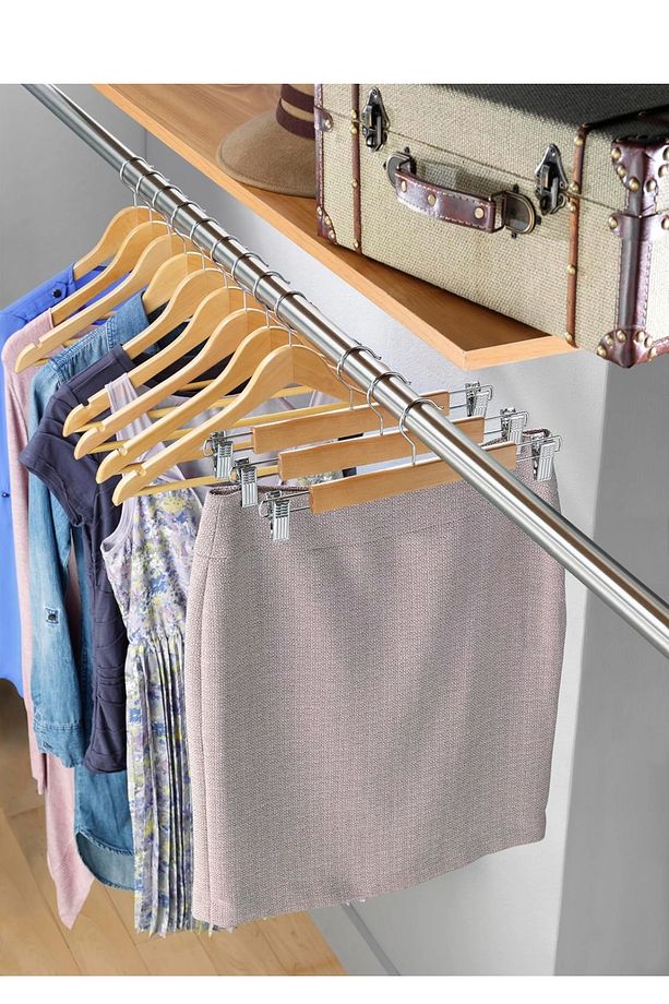 10 Adet Ahşap Bambu Etek Pantolon Askı | Mandallı Metal Uçlu Etek, Elbise, Eşarp, Şal Askısı - 6