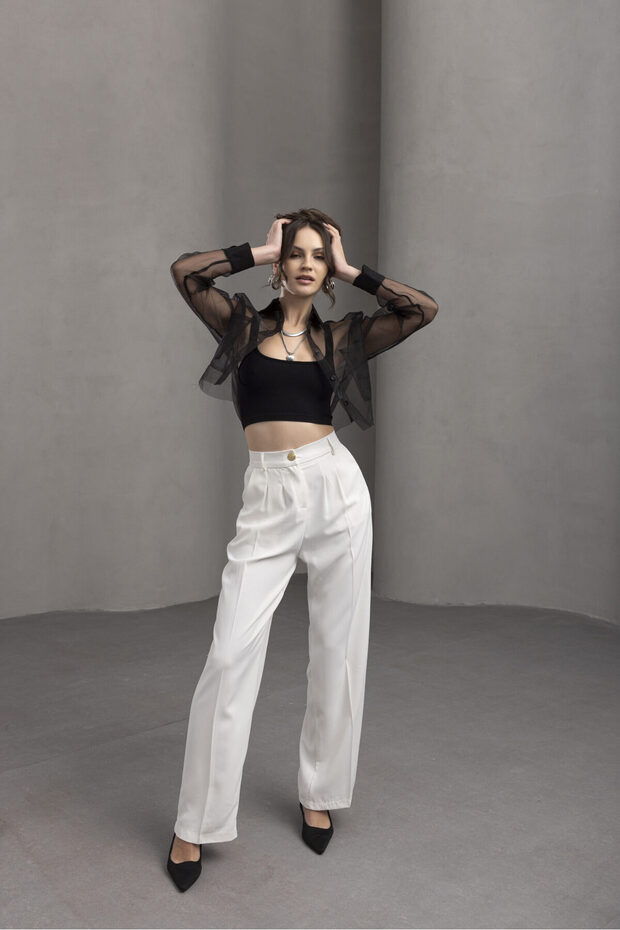 Organze Crop Gömlek Siyah - 3