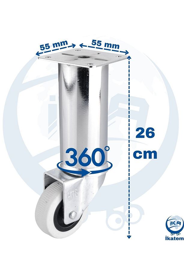 4 Adet Döner Tekerlekli Krom Sihirli Akıllı Masa Ayağı 20 cm ( Vida Hediyeli ) - 2
