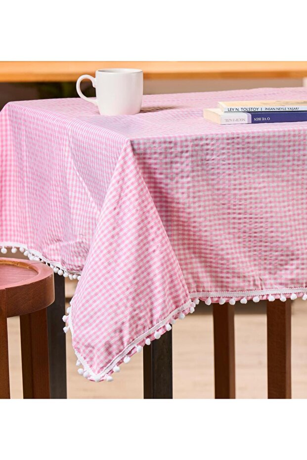نسيج طاولة بيتى مع بومبوم (Sofrabezi)