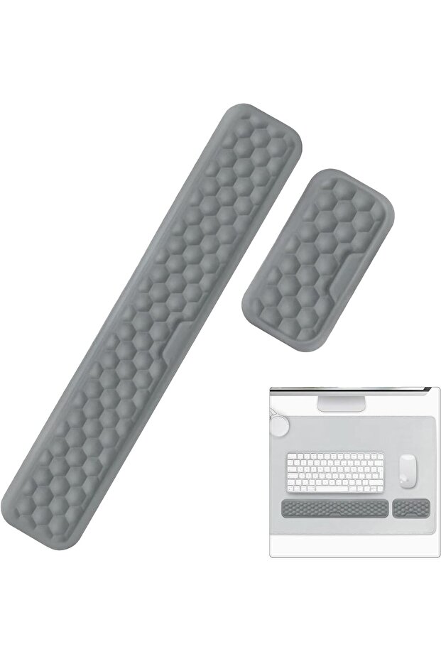 مجموعة وسائد مسند المعصم، مسند معصم لوحة المفاتيح + مسند معصم الماوس، مسند معصم سحابي مانع للانزلاق من إسفنج الذاكرة من البولي يوريثان - 1