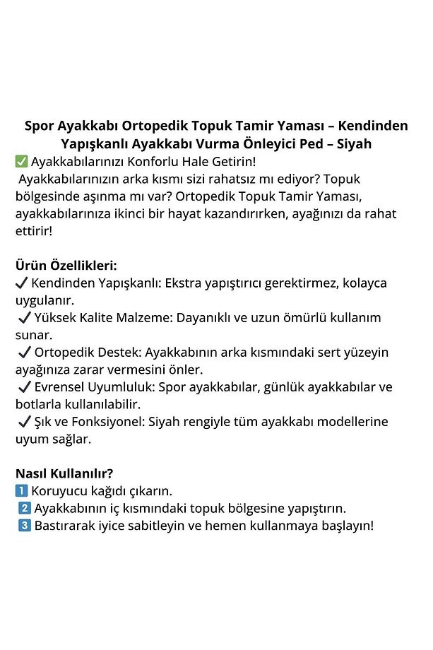 Spor Ayakkabı Topuk Tamir Yaması, Kendinden Kuvvetli Yapışkanlı Ayakkabı Vurma Önleyici Ped, 1 Çift - 8