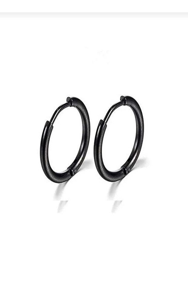Black Hoop Earrings Medium Steel Earrings