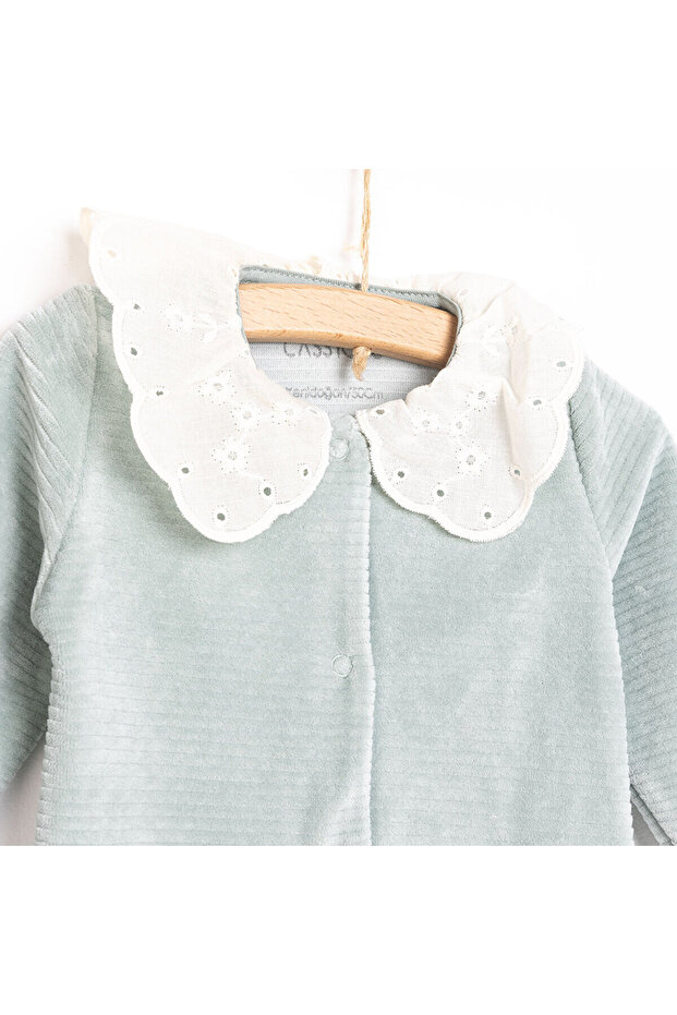 Kız Bebek Patikli Tulum Kadife Örme - 3