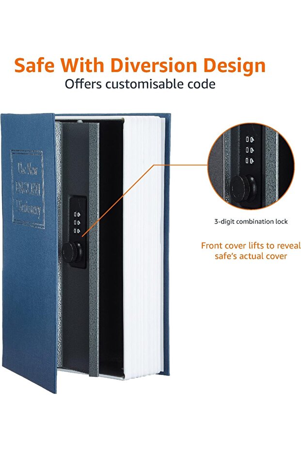 خزنة كتب بقفل تركيبي كبير أزرق - 4