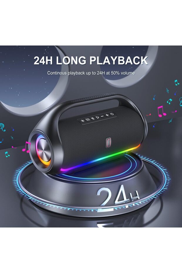 نظام مكبر صوت مع ميكروفون للغناء، مكبرات صوت بلوتوث محمولة مع إضاءة مبهرة و2 سماعات لاسلكية - 4