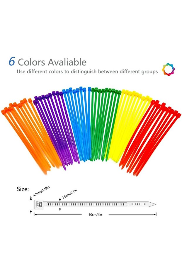 4 Inch Multi Purpose Cable Ties 600 Piece Assorted Colored - 2
