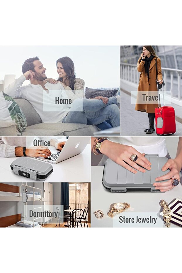 صندوق أمان محمول مزود بمجموعة رموز وحافظة أمان مقاومة للماء مع سلك قابل للإزالة - 6