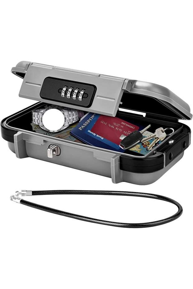 صندوق أمان محمول مزود بمجموعة رموز وحافظة أمان مقاومة للماء مع سلك قابل للإزالة - 1