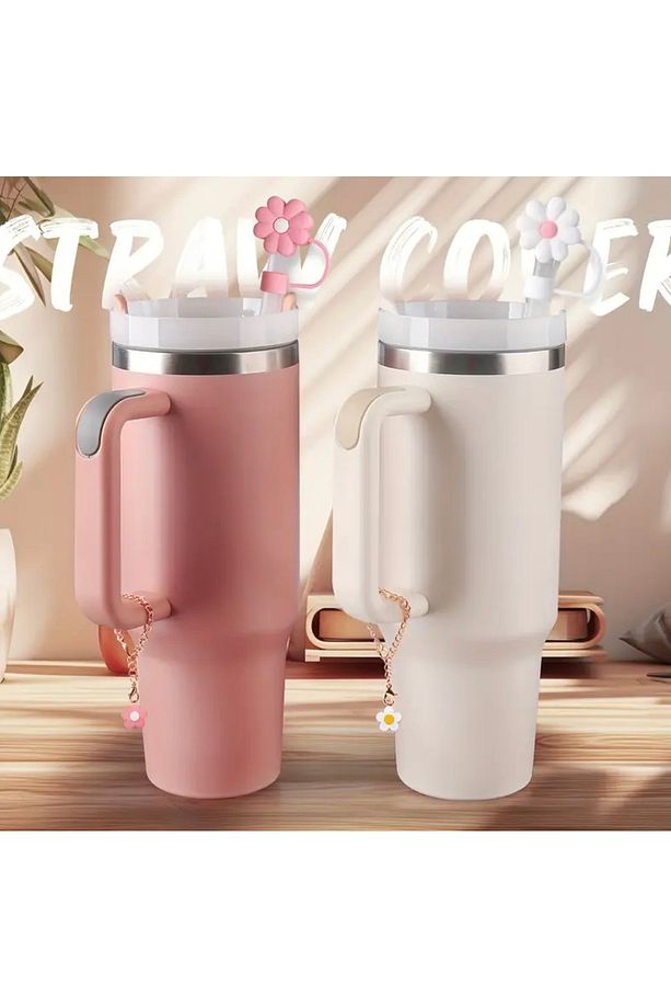 1 Adet 10mm Termos Uyumlu Pipet Tıpası Mor Renk Çiçekli Pipet Kapağı Quencher Pipet Tıpa - 3