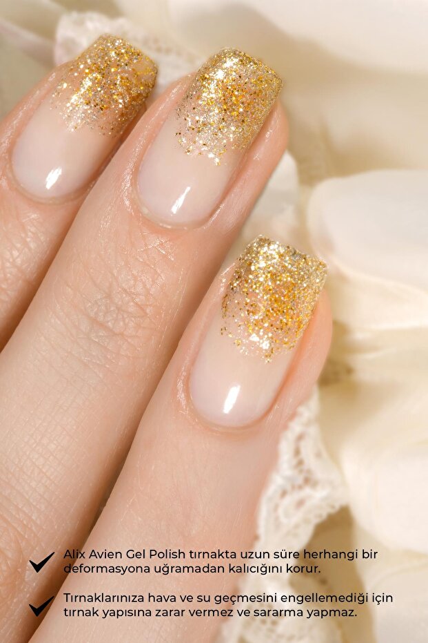 UV Kalıcı Sarı Simli Jel Oje 21 - Gel Polish - 12 ml - 4