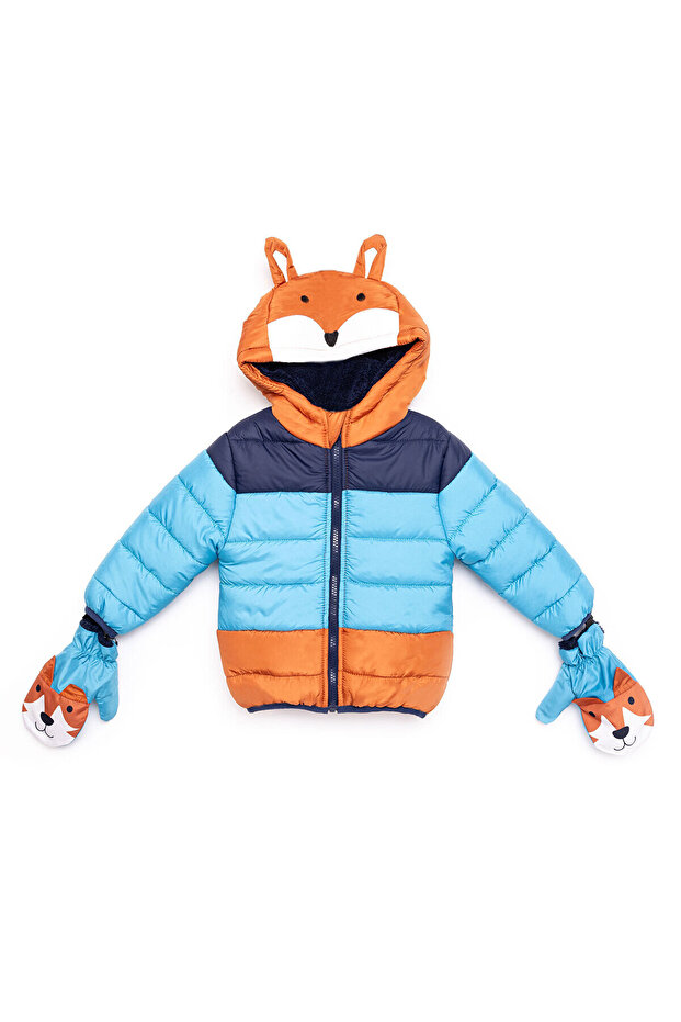 Basic Erkek Blok Desenli Tilki Eldivenli Mont Erkek Bebek - 1