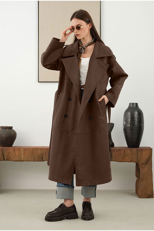 Süet Trençkot Koyu Taba - 3