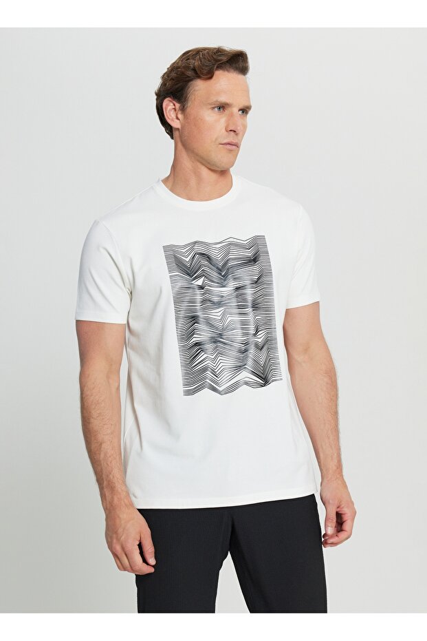 Altınyıldız Classics Bisiklet Yaka Baskılı Ekru Erkek T-Shirt ACE091252408_EKR - 1