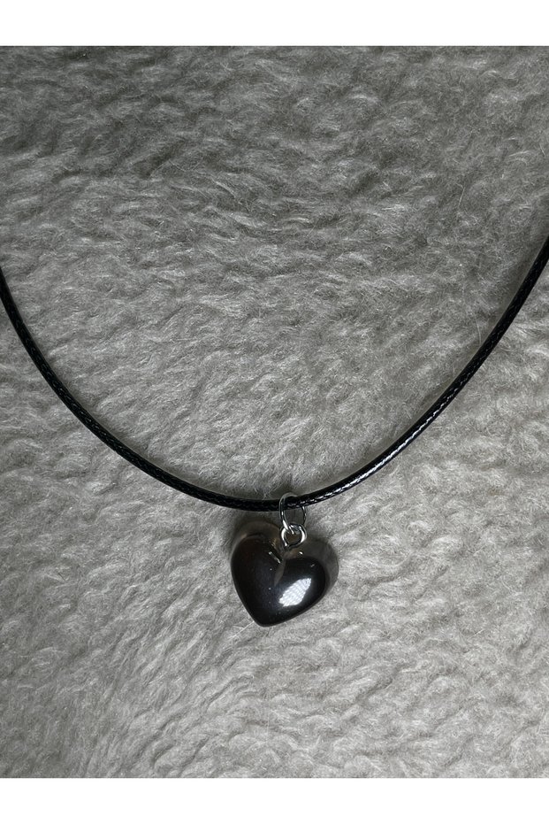 Black Heart Plastic Stainless Necklace Y2K Pinterest Unisex