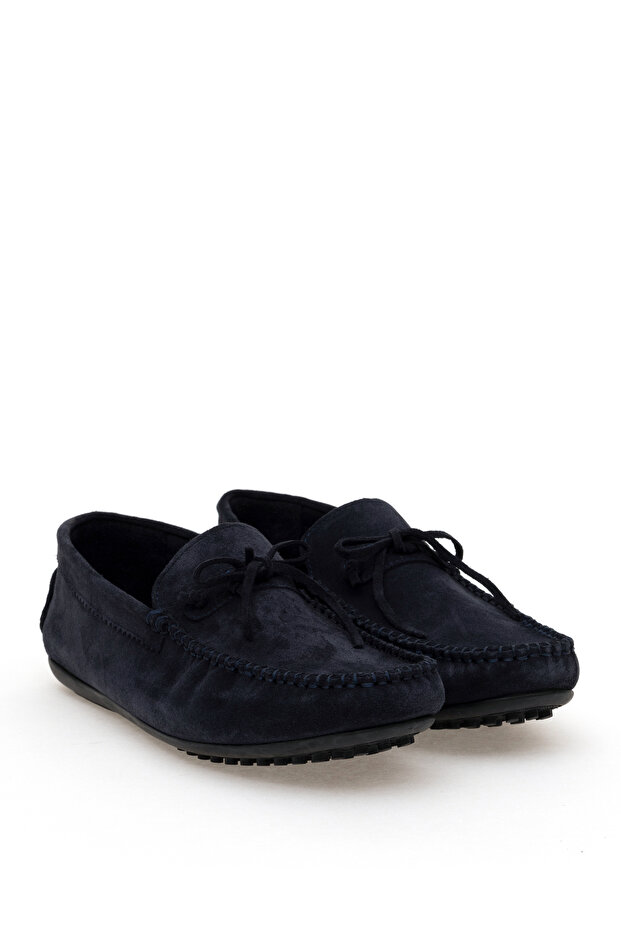 Navy Blue Rubber Sole 100% Leather Loafer Shoes 50310192-Vr033