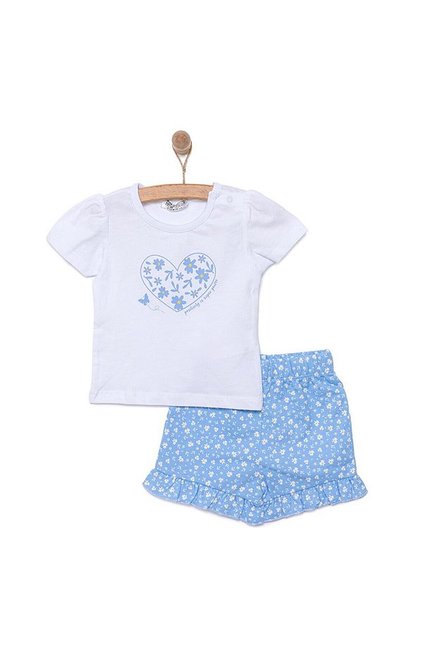 HelloBaby Basic Kalp ve Çiçek Baskılı Şortlu Takım Kız Bebek - 3