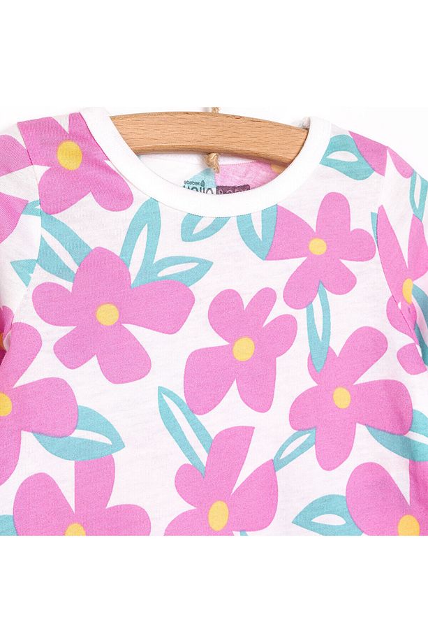 HelloBaby Kız Büyük Çiçek Desenli Uzun Kol Pijama Takımı - 3