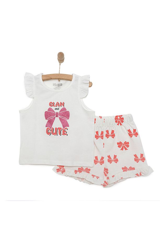 HelloBaby Basic Kız Fiyonk Baskılı Atlet-Şort Kız Bebek - 1