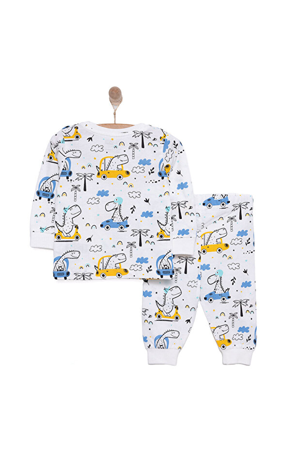 HelloBaby Uzun Kol Bisiklet Yaka Dinazor Desenli Pijama Takımı - 2