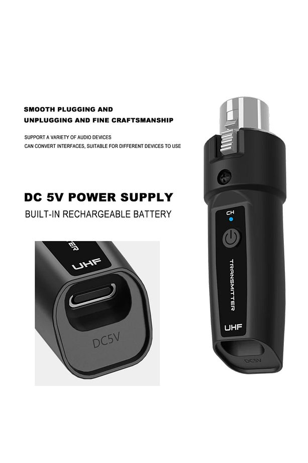 UHF Kablosuz Mikrofon Gitar Ses Mikser Dönüştürücü PA Sistemi Adaptör XLR Verici ve Alıcı - 6