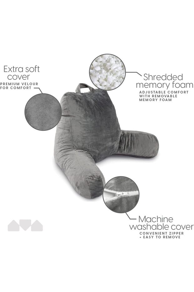 Standard 46Cm Reading Pillow With Shredded Memory Foam Great As Backrest For Books Or Gaming 46Cm X - 3