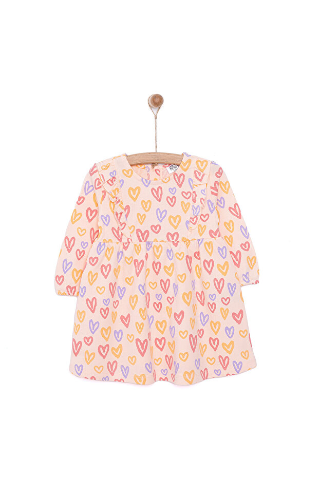 HelloBaby Basic Kız Kalp Desenli Fırfırlı Elbise Kız Bebek - 1