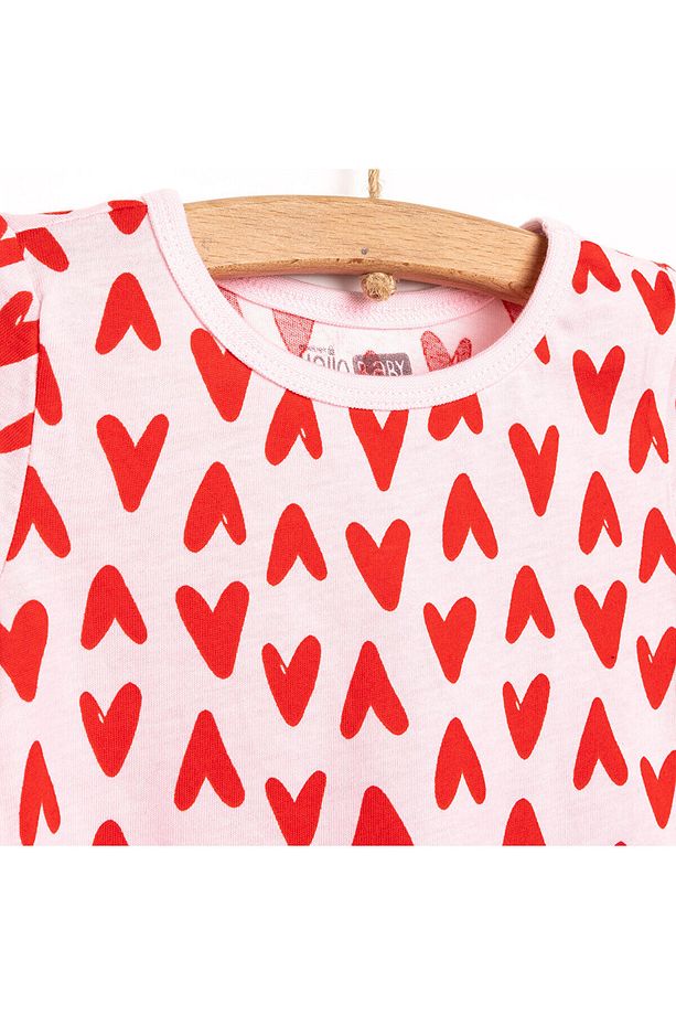 HelloBaby Kısa Kol Kalp Desenli Bisiklet Yaka Pijama Takımı - 3