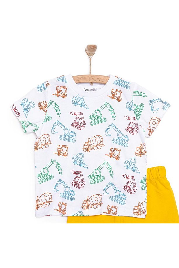 HelloBaby Basic Erkek İş Makinesi Desenli Şortlu Takım Erkek Bebek - 3