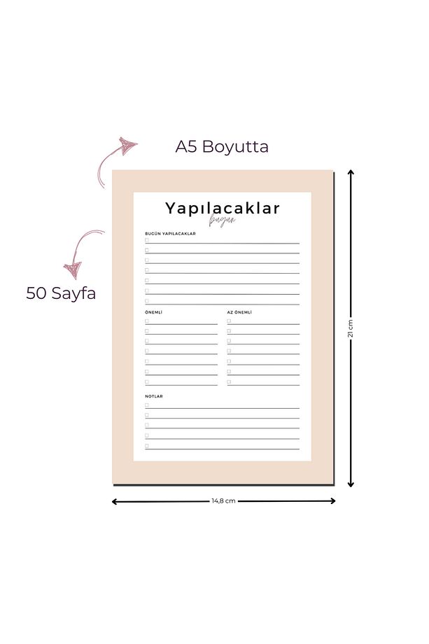 Masaüstü Planlayıcı - Yapılacaklar Listesi - Todo List - Krem - 3