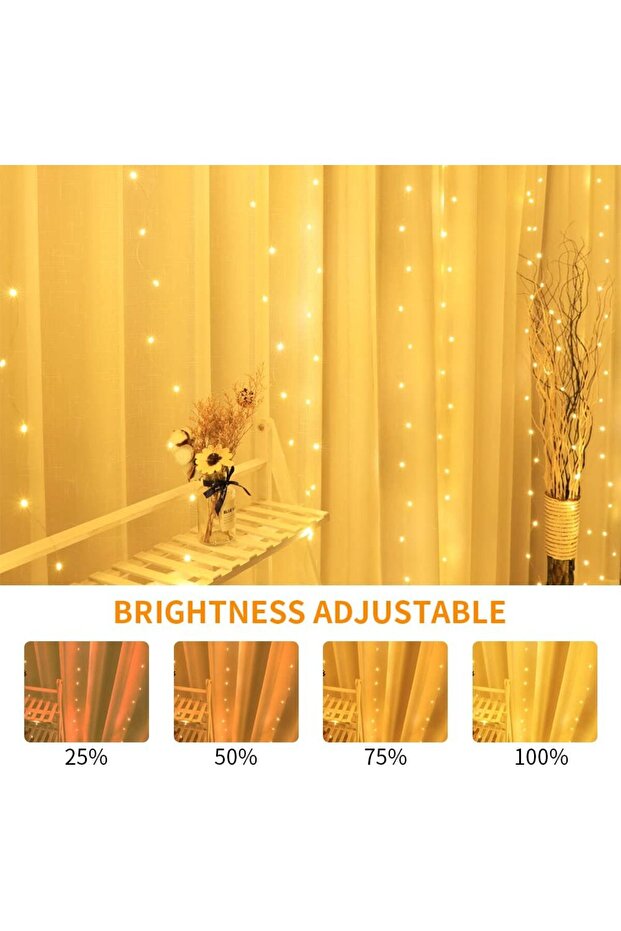 Curtain Decorative String Lights Fairy Twinkle 3M×2M 200 Leds Usb Operated 8 Modes Star String - 4