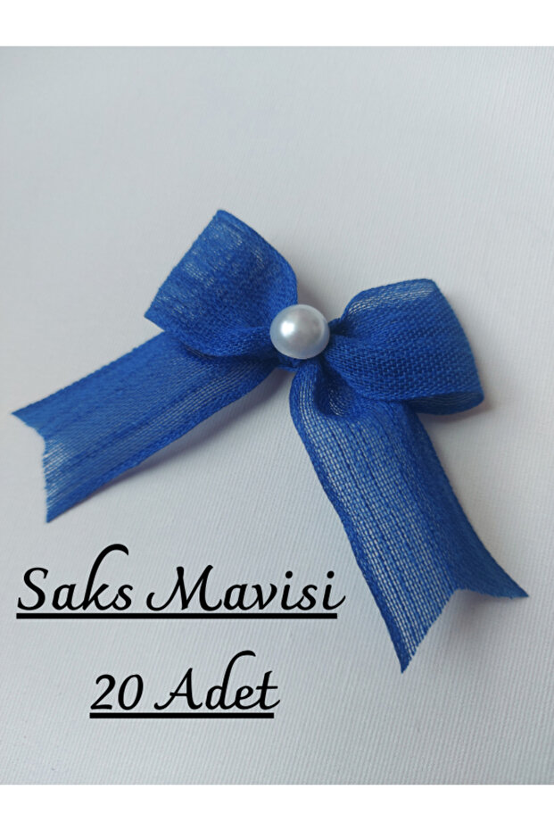 Pearl Detailed Linen Ribbon Napoli Ready-Made Bow (20 Pieces)