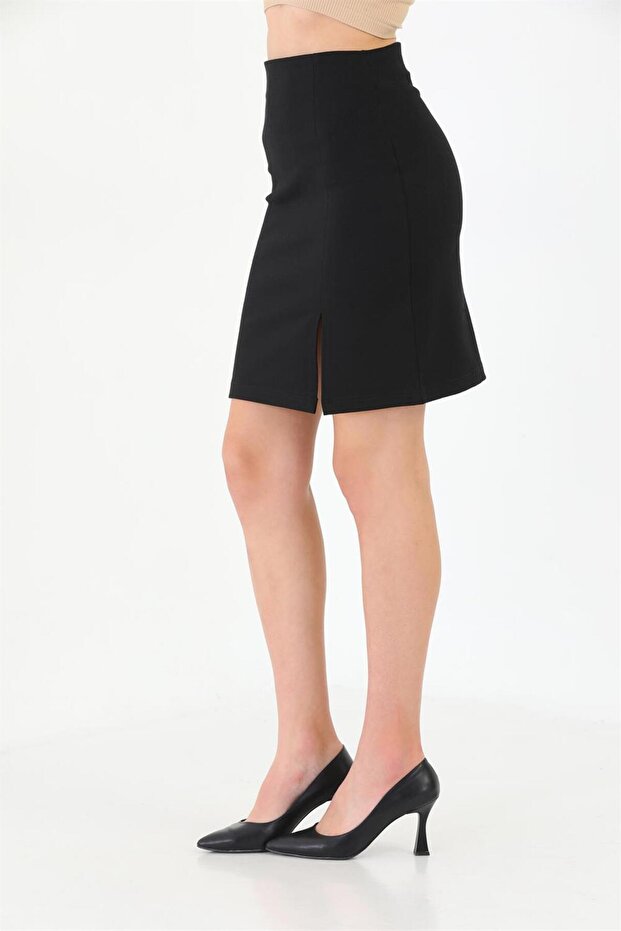 Yırtmaçlı Mini Etek - 1