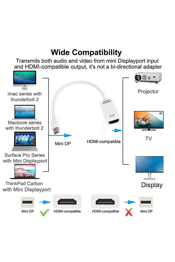Yüksek kaliteli Thunderbolt Mini DisplayPort DP HDMI Uyumlu Dönüştürücü Apple Mac Macbook Pro İçin - 3