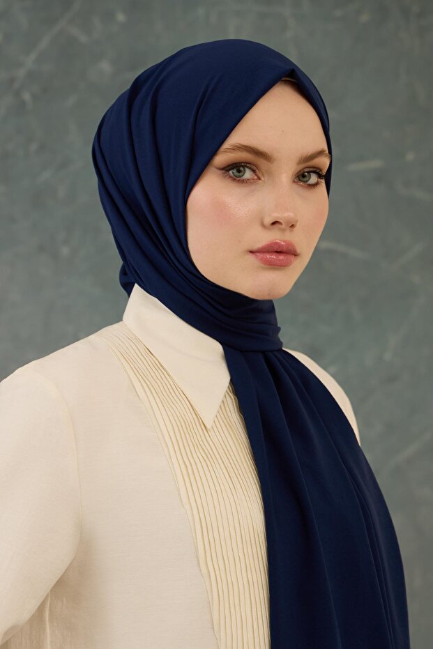 Navy Blue None Shawl - 10000-18