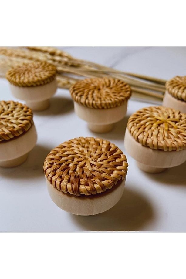 Hasır Kulp - Rattan Kulp -yuvarlak Kulp -ahşap Kulp- Rattan Dolap Kulbu - 3