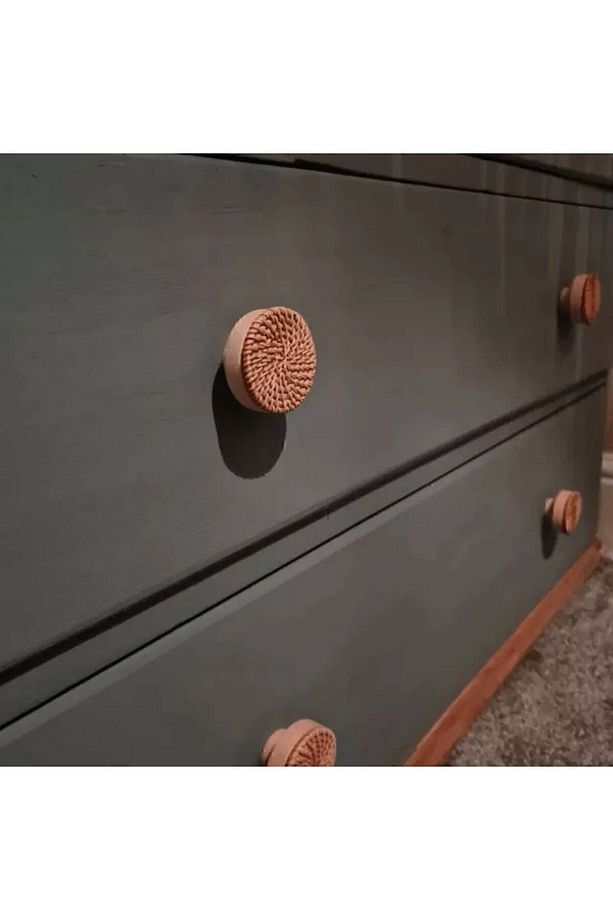 Hasır Kulp - Rattan Kulp -yuvarlak Kulp -ahşap Kulp- Rattan Dolap Kulbu - 6