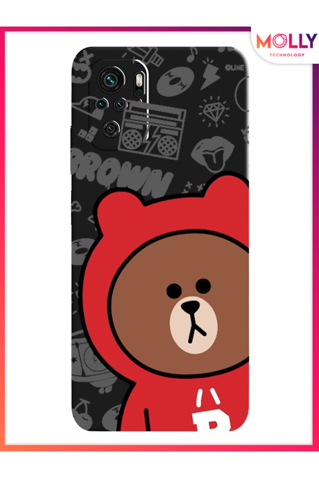 جراب سيليكون بنمط الدب الأسود لهاتف Xiaomi Redmi Note 10S