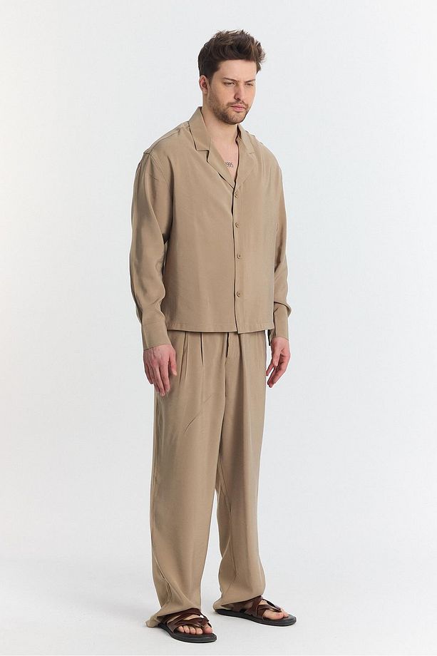 Garmi Modal Pileli Pantolon Camel - 1