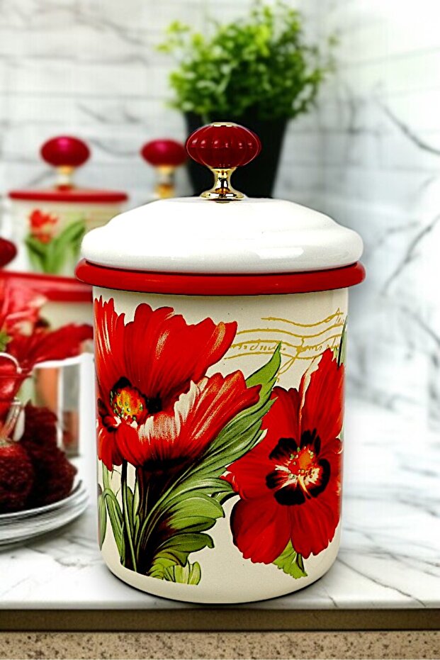 Enamel Jar with Lid -1.5 Liter- for Spices, Dowry, Gifts, Yogurt Fermentation, Multi-Purpose Jar