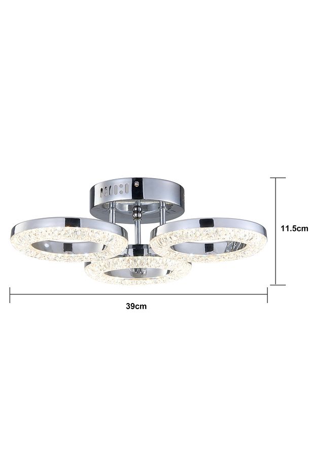 Oylum 3'lü Krom 24 Watt Kristalli Koridor Salon Led Plafonyer Avize - 6