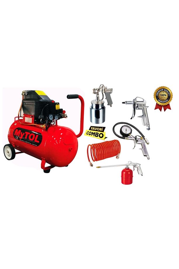 Profesyonel 50 Lt Hava Kompresörü 5 Parça Havalı Set ve 100 Litre Yüksek Basınçlı Köpük Tankı - 2