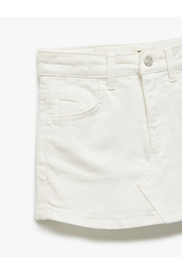 Pamuklu Cep Detaylı Basic Denim Şort Etek - 3