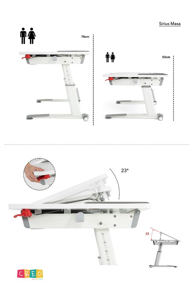 Yükseklik Ve Eğim Ayarlı Sirius Premium Plus Bilgisayar Ve Çalışma Masası Seti Ekru/gri - 8