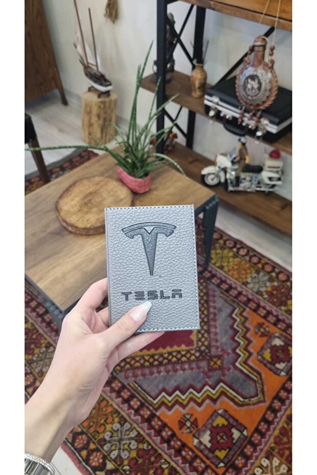 Tesla Leather Stitched Car License Case Container Auto License Holder Car License Protector
